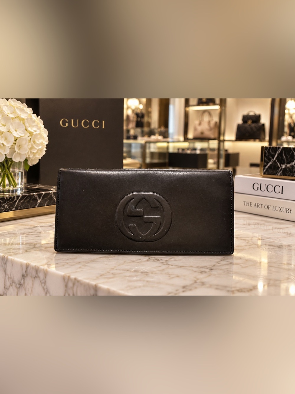 vintage 1990s Gucci authentic brown leather continental flap wallet